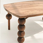 Обеденный стол деревянный с круглыми декоративными элементами на ножках Koko варинант исполнения - 4 | Loft Concept в Воронеже