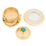 Икорница c декором "Три стерлядки" с гравировкой и натуральным камнем Малахит Decorative Cavair Dishes варинант исполнения - 2 | Loft Concept в Воронеже