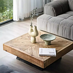 Дизайнерский журнальный стол квадратный с черным трапециевидным основанием Wokab варинант исполнения - 2 | Loft Concept в Воронеже