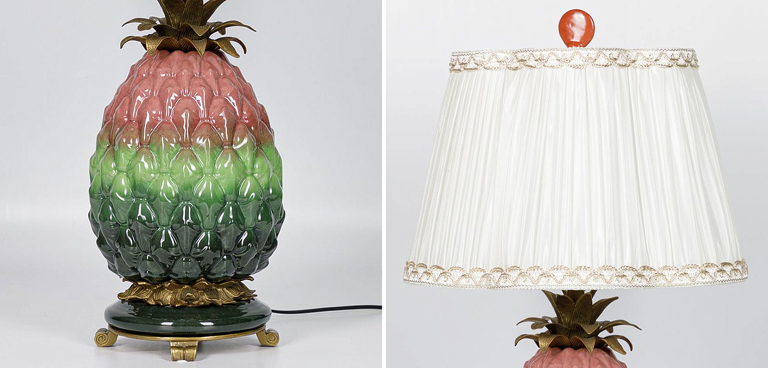 Настольная лампа с абажуром Pineapple Pink Green Table Lamp Настольная лампа с абажуром Pineapple Pink Green Table Lamp - Loft-Concept в Воронеже