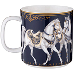Кружка из фарфора синяя с изображением лошадей 400 мл Porcelain Horse Set варинант исполнения - 1 | Loft Concept в Воронеже