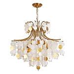Люстра подвесная с белыми и золотыми круглыми подвесками Диаметр 70 см SHELL Chandelier варинант исполнения - 1 | Loft Concept в Воронеже