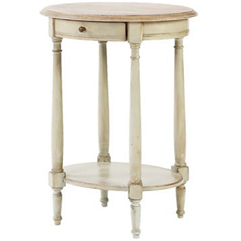 Круглый кофейный стол с ящиком Emilien Montmartre Provence Coffee Table Слоновая кость Светлый дуб Круглый кофейный стол с ящиком Emilien Montmartre Provence Coffee Table Слоновая кость Светлый дуб в Воронеже | Loft Concept