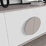 Комод бежево-белый с 4-мя дверцами c декором в виде бежевого круглого элемента на фасаде GORA CONSOLE 180CM LIGHT MOCHA варинант исполнения - 4 | Loft Concept в Воронеже