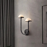 Бра с 2-мя мраморными плафонами на черном корпусе Light Warm Light варинант исполнения - 2 | Loft Concept в Воронеже