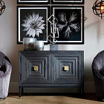 Тумба черная из дерева двухдверная Geometric Double Door Nightstand варинант исполнения - 5 | Loft Concept в Воронеже