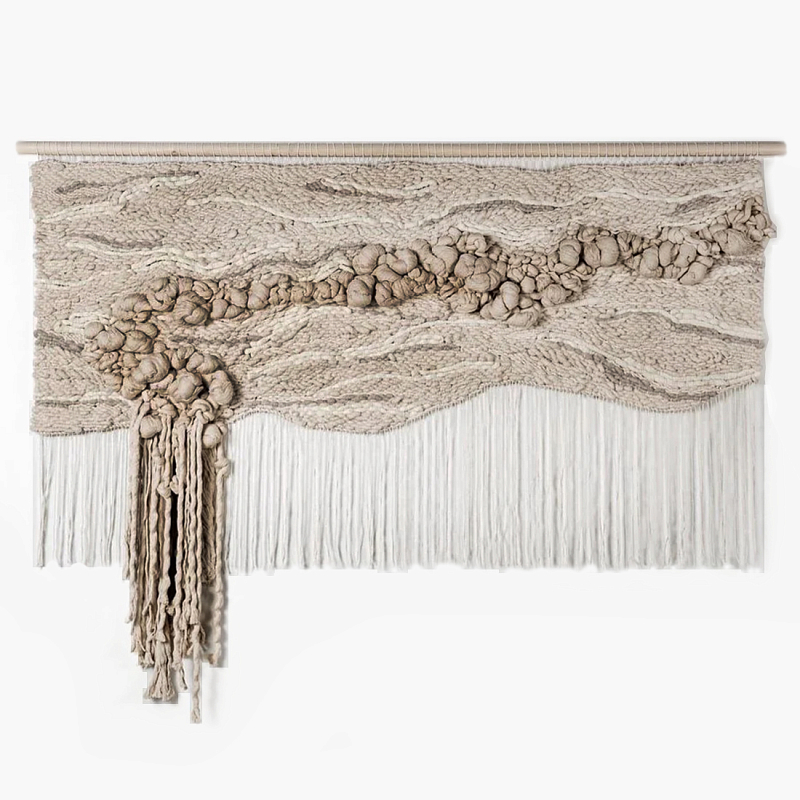 Современное Текстильное Панно "Река и Камни"  Бежевый в Воронеже | Loft Concept 