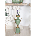 Ваза зеленого цвета из фарфора на высокой подставке с бронзовыми ручками Eden Garden porcelain and bronze варинант исполнения - 4 | Loft Concept в Воронеже
