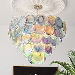 Люстра с каскадом из круглых разноцветных стеклянных дисков Mother of Pearl Iridescence варинант исполнения - 1 | Loft Concept в Воронеже