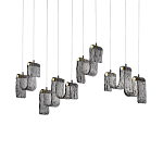 Подвесной светильник линейный с плафонами волнистой формы из фактурного стекла Big Wave варинант исполнения - 2 | Loft Concept в Воронеже