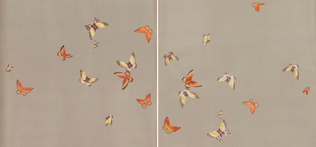 Обои ручная роспись Butterflies Echo on dyed paper Обои ручная роспись Butterflies Echo on dyed paper - Loft-Concept в Воронеже