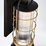 Настенный фонарь цилиндрической формы с рифленым стеклом в золотом каркасе на черном прямоугольном основании Eurofase варинант исполнения - 4 | Loft Concept в Воронеже