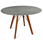 Стол обеденный с серой овальной столешницей из керамики на четырех деревянных ножках Gray Ceramics варинант исполнения - 8 | Loft Concept в Воронеже