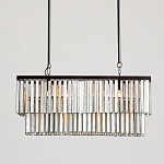 Люстра линейная прямоугольная с подвесками из натурального перламутра Nacre варинант исполнения - 2 | Loft Concept в Воронеже