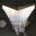 Люстра золотого цвета в форме галочки с каскадом длинных прозрачных трубок Eurofase варинант исполнения - 13 | Loft Concept в Воронеже