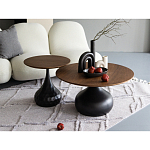 Столик журнальный с круглой деревянной столешницей на черном фактурном основании Bourgeon варинант исполнения - 5 | Loft Concept в Воронеже