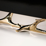 Дизайнерский комод чёрный глянцевый с основанием в виде золотых ветвей Meta Credenza  варинант исполнения - 2 | Loft Concept в Воронеже