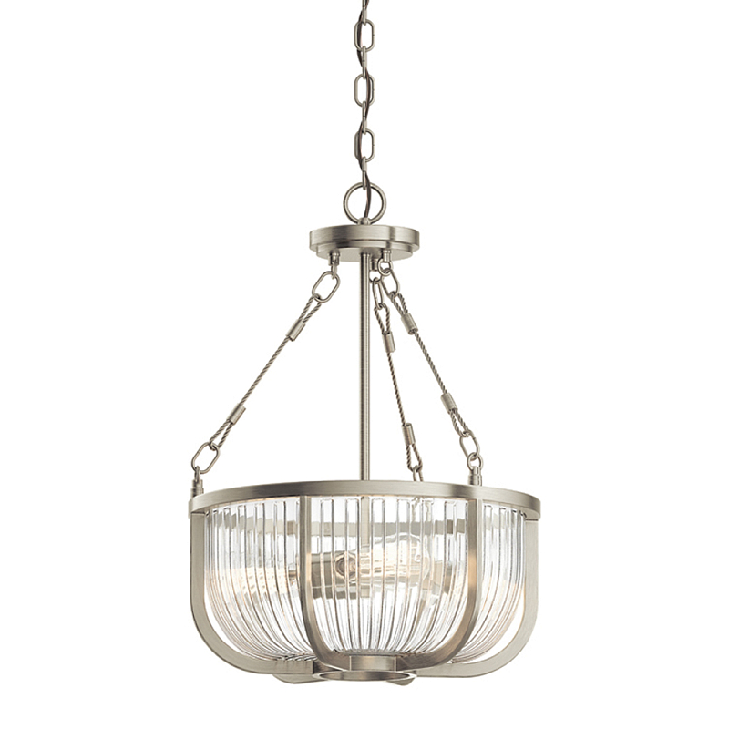 Люстра подвесная с чашеобразным плафоном из прозрачных стеклянных прутьев Kichler Никель Прозрачный Латунь в Воронеже | Loft Concept 