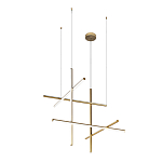 Люстра с 6-ю  пересекающимися цилиндрическими плафонами на тонких тросах Trumpet tube варинант исполнения - 2 | Loft Concept в Воронеже