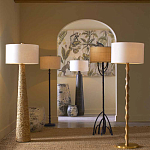 Торшер с фактурным массивным корпусом и тканевым цилиндрическим абажуром Textured Monolith варинант исполнения - 5 | Loft Concept в Воронеже