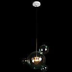 Подвесной светильник с прозрачными бирюзовыми стеклянными шарами и золотыми деталями Диаметр 43 Giopato & Coombes варинант исполнения - 2 | Loft Concept в Воронеже