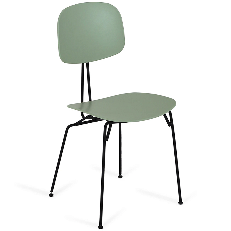 Стул на металлических ножках Travis Chair Green Черный Зеленый шалфей Стул на металлических ножках Travis Chair Green Черный Зеленый шалфей в Воронеже | Loft Concept