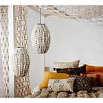 Подвесной светильник вертикальной овальной формы украшенный белыми круглыми бусинами Gradient Oval Pendant Lamp White варинант исполнения - 3 | Loft Concept в Воронеже