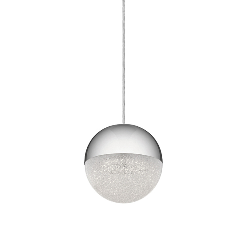 Подвесной светильник со сферическим плафоном из акрила с циркониевыми вкраплениями Kichler Хром Прозрачный в Воронеже | Loft Concept 