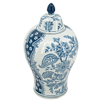 Ваза с крышкой и голубым цветочным рисунком 37 см Blue & White Ornament варинант исполнения - 1 | Loft Concept в Воронеже