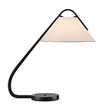 Настольная лампа с черным каркасом и белым тканевым абажуром в форме конуса Stylish Solution варинант исполнения - 3 | Loft Concept в Воронеже