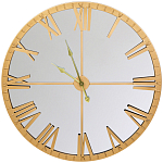 Часы настенные зеркальные с золотым металлическим циферблатом Mirror Tower Clock варинант исполнения - 1 | Loft Concept в Воронеже