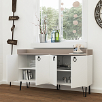 Комод белый с 4-мя дверцами и бежевой столешницей на металлических ножках DEA CONSOLE TABLE LIGHT MOCHA WHITE варинант исполнения - 2 | Loft Concept в Воронеже