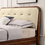 Кровать двуспальная с каркасом из дерева и мягким изголовьем Moon Walnut Bed варинант исполнения - 2 | Loft Concept в Воронеже