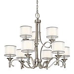Люстра с белыми тканевыми абажурами в прозрачных стеклянных цилиндрах Kichler варинант исполнения - 1 | Loft Concept в Воронеже