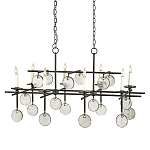 Люстра подвесная с 8-ю лампами и стеклянными круглыми подвесками Currey & Company варинант исполнения - 1 | Loft Concept в Воронеже