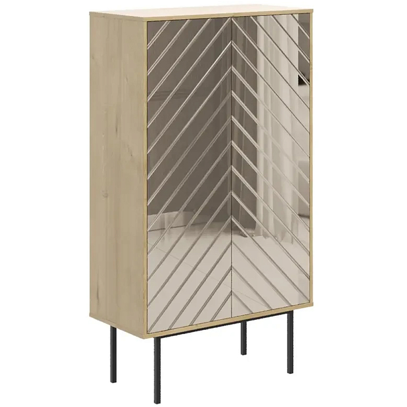 Шкаф с 2-мя зеркальными дверцами Serena Mirror Cabinet Бежевый Черный Зеркало Шкаф с 2-мя зеркальными дверцами Serena Mirror Cabinet Бежевый Черный Зеркало в Воронеже | Loft Concept