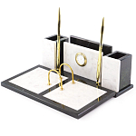 Настольный письменный набор из белого мрамора с часами Marble Accessory варинант исполнения - 2 | Loft Concept в Воронеже