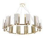 Люстра подвесная круглая с прямоугольными мраморными и золотистыми панелями на металлическом каркасе Диаметр 118 см Marble square Chandelier варинант исполнения - 2 | Loft Concept в Воронеже