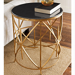 Приставной стол с металлическим золотым  основанием и чёрной столешницей Paradigm варинант исполнения - 1 | Loft Concept в Воронеже