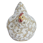 Статуэтка курица с резными белыми цветами на бежевой фактурной поверхности Rustic Chicken варинант исполнения - 1 | Loft Concept в Воронеже