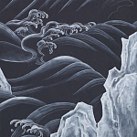 Обои ручная роспись Matsushima Waves Roka on Edo Night painted silk варинант исполнения - 1 | Loft Concept в Воронеже