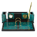 Настольный письменный набор из змеевика с часами и календарницей Successful Leader варинант исполнения - 1 | Loft Concept в Воронеже