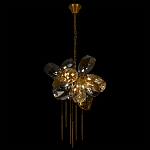 Люстра подвесная со стеклянными плафонами из дымчатого и золотистого с шестью вертикальными подвесками Gilded Mirage  варинант исполнения - 3 | Loft Concept в Воронеже