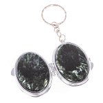 Зеркало брелок карманное двухстороннее из натурального камня Серафинит Stone Mirrors варинант исполнения - 2 | Loft Concept в Воронеже