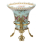 Ваза из голубого фарфора с рисунком птиц и цветов и декоративными элементами Blue Garden варинант исполнения - 2 | Loft Concept в Воронеже