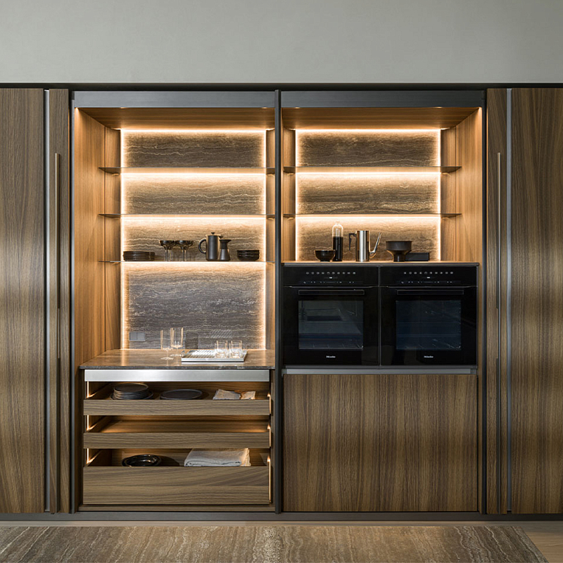 Кухонный гарнитур из дерева и камня с раздвижными дверцами OPERATING COLUMN 2.0 Dada Engenereed Kitchen Коричневый Серый Графит Кухонный гарнитур из дерева и камня с раздвижными дверцами OPERATING COLUMN 2.0 Dada Engenereed Kitchen Коричневый Серый Графит в Воронеже | Loft Concept
