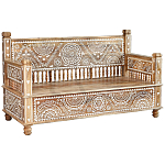 Скамья с резным декором из массива манго Grey Mango Collection Bench M варинант исполнения - 1 | Loft Concept в Воронеже