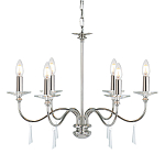 Люстра цвета никель с прозрачными стеклянными подвесками в форме капель Elstead Lighting варинант исполнения - 1 | Loft Concept в Воронеже