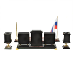 Настольный письменный набор из креноида и змеевика на бронзовых ножках Marble Accessory варинант исполнения - 4 | Loft Concept в Воронеже