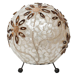 Настольная лампа из перламутра на металлическом каркасе Indonesian Ball варинант исполнения - 3 | Loft Concept в Воронеже